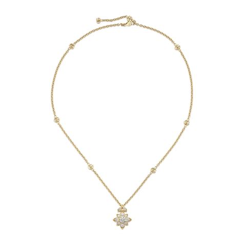 gucci 18ct yellow gold flora necklace|gucci interlocking necklace.